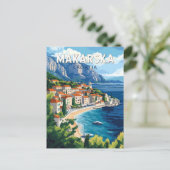 Carte Postale Makarska Croatie Illustration Voyage Art Vintage (Debout devant)