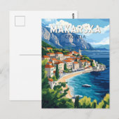 Carte Postale Makarska Croatie Illustration Voyage Art Vintage (Devant / Derrière)