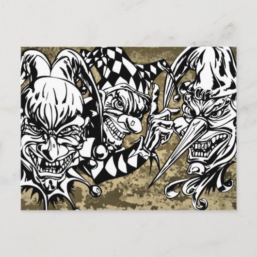 Carte Postale Mal, Clowns Effrayants (Devant)