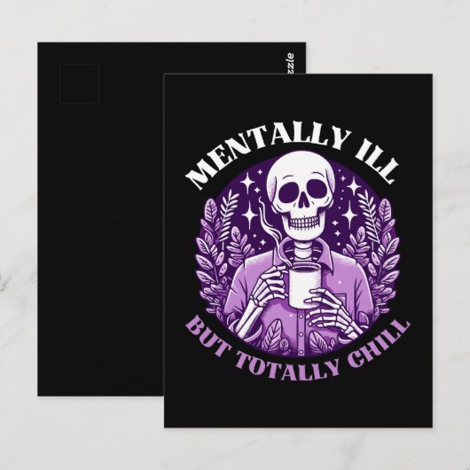 Carte Postale Malade Mental Mais Totalement Cool (Devant / Derrière)