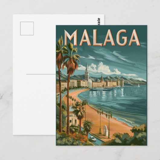 Carte Postale Malaga au charme rétro - Voyage vintage (Devant / Derrière)