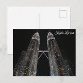Carte Postale Malaisie Kuala Lumpur Petronas tours à la nuit (Devant / Derrière)