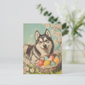 Carte Postale Malamut Vintage Pâques (Debout devant)