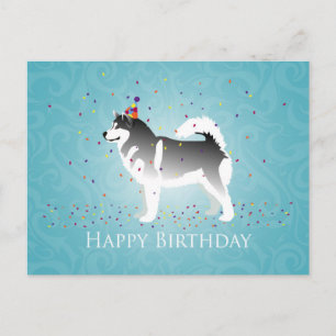 Carte Postale Malamute d'Alaska conception d'anniversaire