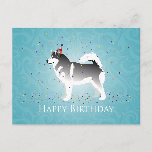 Carte Postale Malamute d'Alaska conception d'anniversaire (Devant)