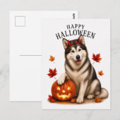 Carte Postale Malamute d'Alaska Halloween (Devant / Derrière)