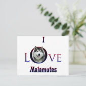 Carte Postale Malamute d'Alaska I Love (Debout devant)