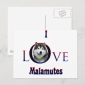 Carte Postale Malamute d'Alaska I Love (Devant / Derrière)