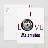 Carte Postale Malamute d'Alaska I Love (Devant / Derrière)