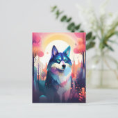 Carte Postale Malamute Husky moderne peinture Abstraite de chien (Debout devant)