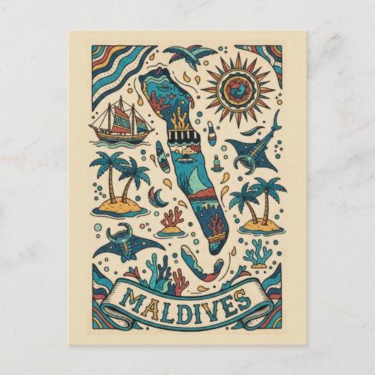 Carte Postale Maldives Océan Indien (Devant)
