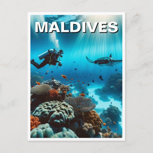 Carte Postale Maldives Plongée sous-marine Voyage (Devant)