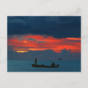 Carte Postale Maldives Sun Island Joli Coucher De Soleil Et Bate