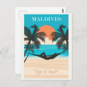 Carte Postale Maldives Vintage Beach Travel (Devant / Derrière)
