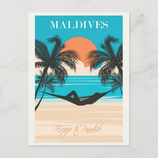 Carte Postale Maldives Vintage Beach Travel (Devant)