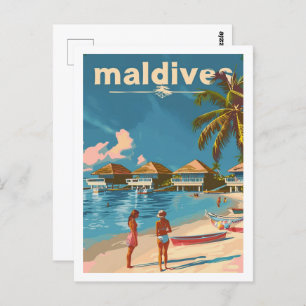 Carte Postale Maldives Vintage lieu de voyage célèbre