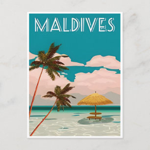 Carte Postale Maldives Vintage Tropical Beach Voyage océanique