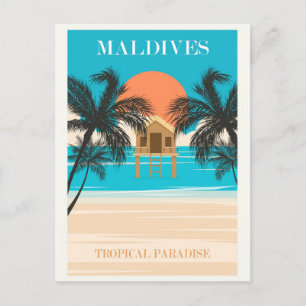 Carte Postale Maldives Vintage Tropical Beach Voyage océanique