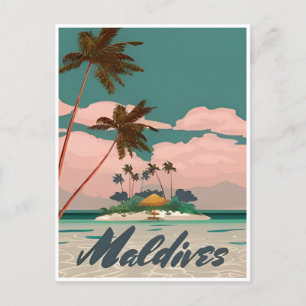 Carte Postale Maldives Vintage Tropical Beach Voyage océanique