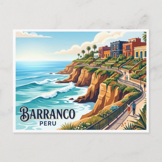 Carte Postale Malecón de Barranco Lima Pérou (Devant)