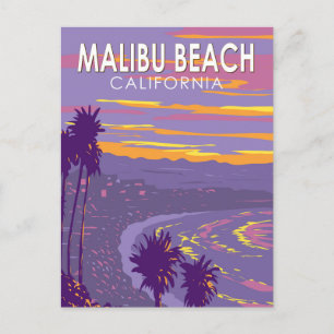 Carte Postale Malibu Beach California Travel Art Vintage