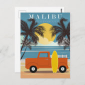 Carte Postale Malibu, California Travel Poster, (Devant / Derrière)