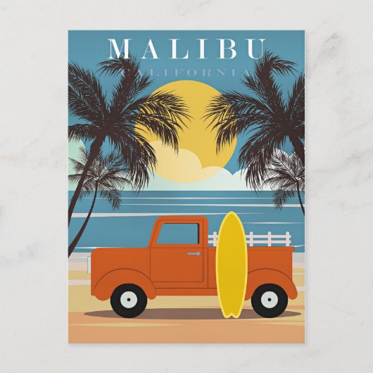 Carte Postale Malibu, California Travel Poster, (Devant)