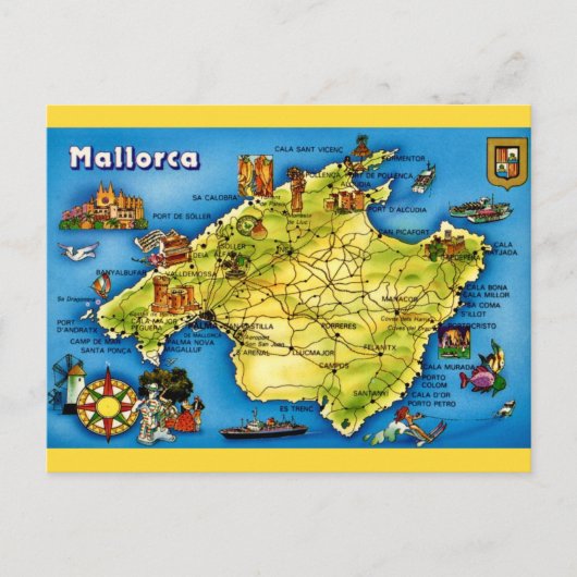 Carte Postale Mallorca Spain Map Postcard (Devant)