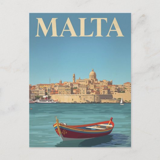 Carte Postale Malta Harbor Vintage Travel Art (Devant)