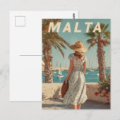 Carte Postale Malte les années 50 voyage vintage (Devant / Derrière)