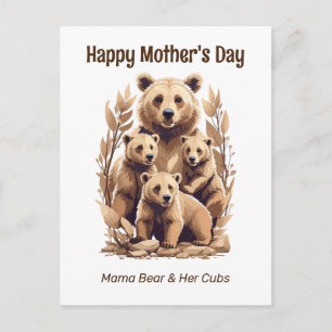 Carte Postale Mama Bear and Her Cubs - Bonne fête des mères