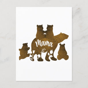 Carte Postale Mama Bear With 4 Cubs Maman of Four Children Cadea