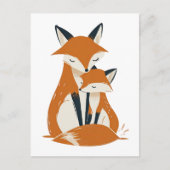 Carte Postale Mama Fox & Pup Bois Animaux mignons (Devant)