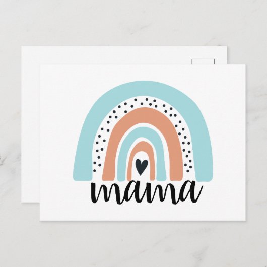 Carte Postale Mama Rainbow Blue Peach (Devant / Derrière)