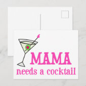 Carte Postale Maman a besoin d'un cocktail (Devant / Derrière)