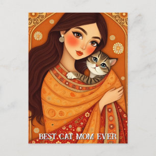 Carte Postale Maman amoureuse de chats Photo orange