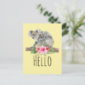 Carte Postale Maman & Bébé Koala Ours mignonne aquarelle Hello (Debout devant)