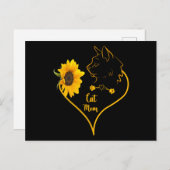 Carte Postale Maman Chat Avec Tournesol Cadeau Maman Fête des Mè (Devant / Derrière)