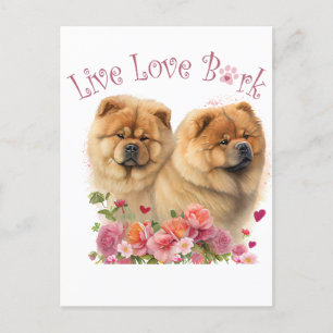 Carte Postale Maman Chien Chow Chow Floral