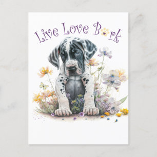 Carte Postale Maman chien Grand Danois Floral