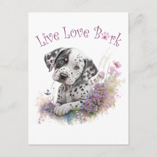 Carte Postale Maman Dalmatien Fleurie (Devant)