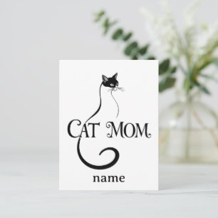 Carte Postale Maman de chat, Typographie élégante et minimaliste