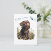 Carte Postale Maman de Chien Lab au Chocolat Floral (Debout devant)