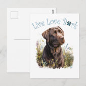 Carte Postale Maman de Chien Lab au Chocolat Floral (Devant / Derrière)