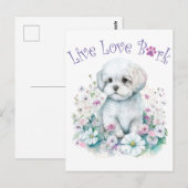 Carte Postale Maman de chien maltais Floral (Devant / Derrière)