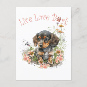 Carte Postale Maman de Dachshund Fleurie
