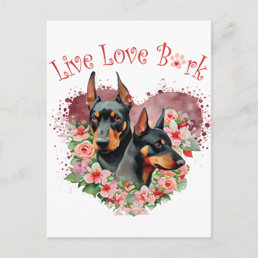 Carte Postale Maman de Doberman Fleurie (Devant)