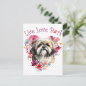 Carte Postale Maman de Lhasa Apso Fleurie (Debout devant)