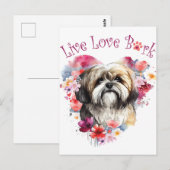 Carte Postale Maman de Lhasa Apso Fleurie (Devant / Derrière)