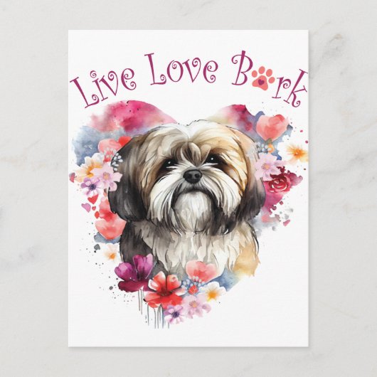 Carte Postale Maman de Lhasa Apso Fleurie (Devant)
